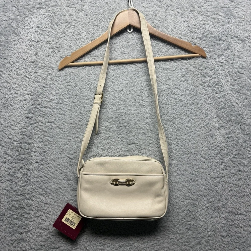 Vintage Etienne Aigner Kentucky Derby Collection Leather Crossbody Bag Cream 90s